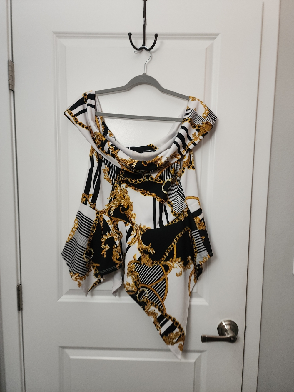Fashion Nova Designer Inspired  & Gold Chain-Print Asymmetrical Tunic